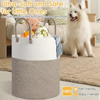 Large Woven Laundry Basket Hamper, 100L Cotton Rope Storage Bin - Image 6