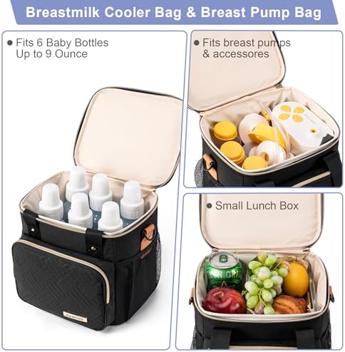 Breastmilk Cooler Bag with Ice Pack Fits 6 Baby Bottles up to 9 Ounce, Breast - Image 4