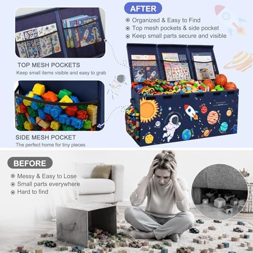 Toy Box with Adjustable Divider Large Toy Chest Storage - Image 3