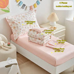 DuShow Floral 4 Piece Girls Toddler Bed Comforter Set Pink Flower Reversible - Image 5