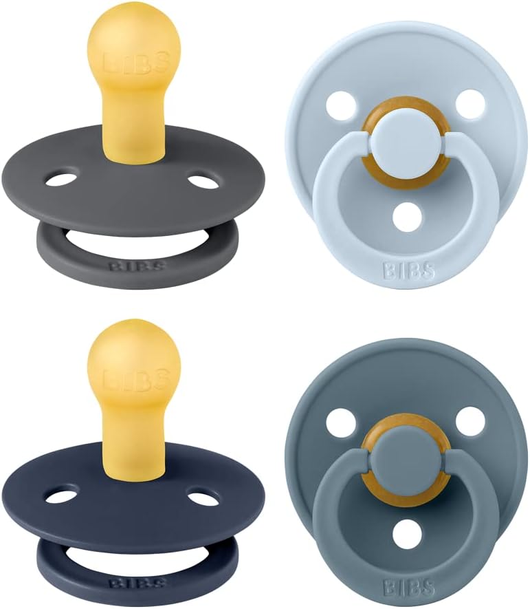 BIBS Color Pacifiers 4-Pack | BPA Free Soother Pacifier | Round Nipple | by BIBS