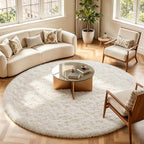 Ophanie Round Rugs 7Ft Ivory Circle Area Rug Washable, Living Room Aesthetic - Image 3