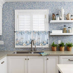 Blue Christmas Kitchen Curtains and Valances Set, Winter Snowy Owl Poinsettia - Image 5