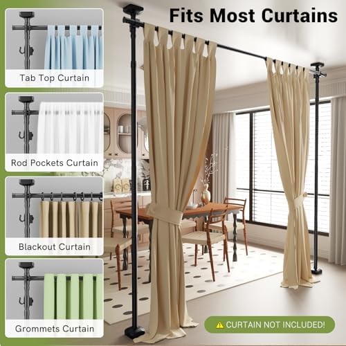 Room Divider No Drilling Curtain Rod Wall Divider - Image 5