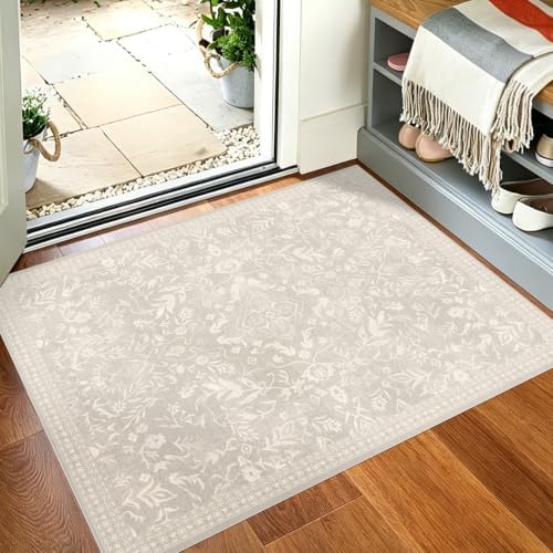 3' x 3' Beige Vinyl Floor Mat for Home, PVC Waterproof Area Mat by BelleCosy