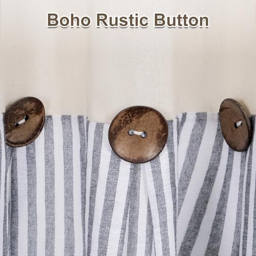ASPMIZ Cotton Linen Farmhouse Curtains Boho Rustic Button Drapes, Linen Window - Image 3