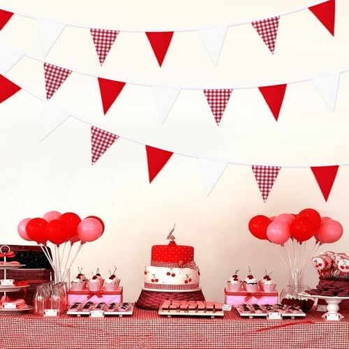 32ft Red White Buffalo Check Pennant Banner - Image 4