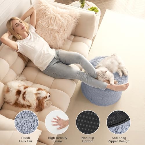 Hansleep Round Pouf Ottoman Foot Rest, 20 x 15 Inch - Image 5