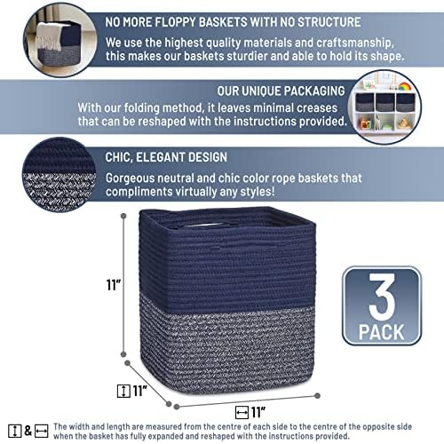 NaturalCozy Storage Cubes 11 Inch Cotton Rope Woven Baskets - Image 2