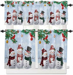 Christmas Kitchen Curtains and Valances Set, Snowman Cardinal Window Treatments by VandarllinHomeKitchenDecor