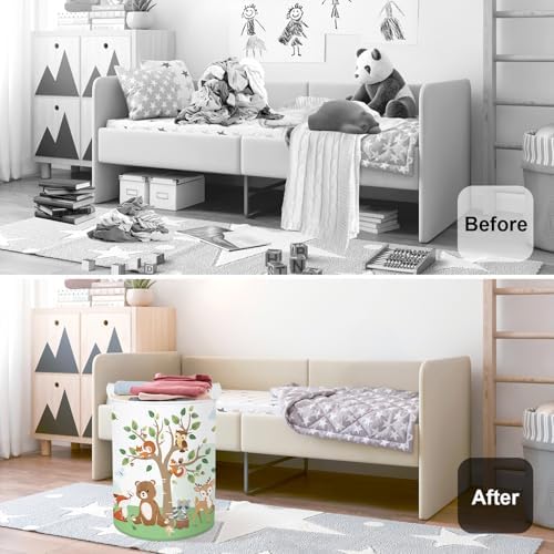 Forest Animals Laundry Hamper Woodland Tree Large Storage Basket Parents - Image 2