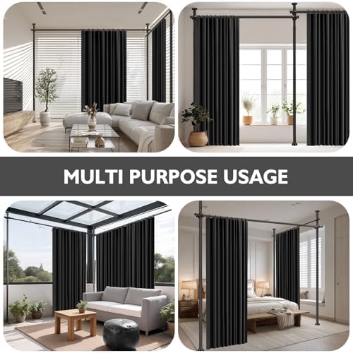 Room Divider Curtain Set-No Drilling Curtain Rod Set, Room Divider Wall - Image 5