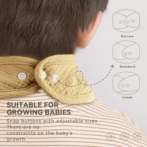 Muslin Baby Bibs for Unisex Boys Girls, Cotton Drool Bibs, Adjustable Newborn - Image 4