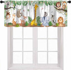Kids Forest Animal Valance Curtains Cartoon Tree Bird Elephant Giraffe Lion by Unknown