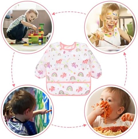 Accmor 5 Pack Long Sleeve Bibs, Baby Smock Waterproof Sleeved Bib Smock - Image 6