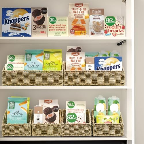 Pantry Baskets Organization, Wicker Storage Basket Green - Image 4