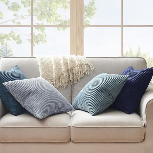 Topfinel Decorative Throw Pillow Covers Dusty Blue Navy Series 16x16 Inch Set - Image 2