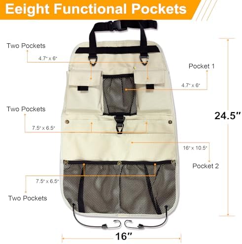 Car Seat Back Organizer with Multiple Storage Pockets, Universal Fit - Image 3