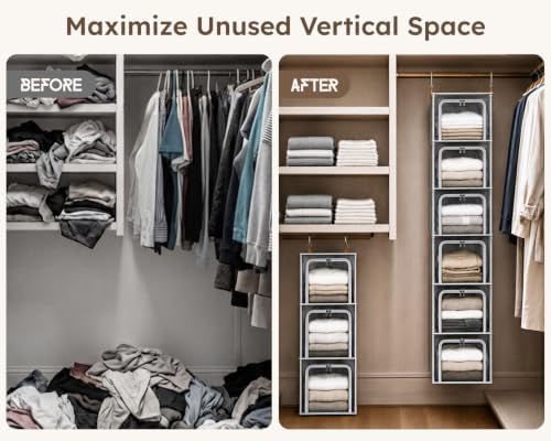 Homsorout 4-Tier Modular Hanging Closet Organizer Shelves Grey - Image 5