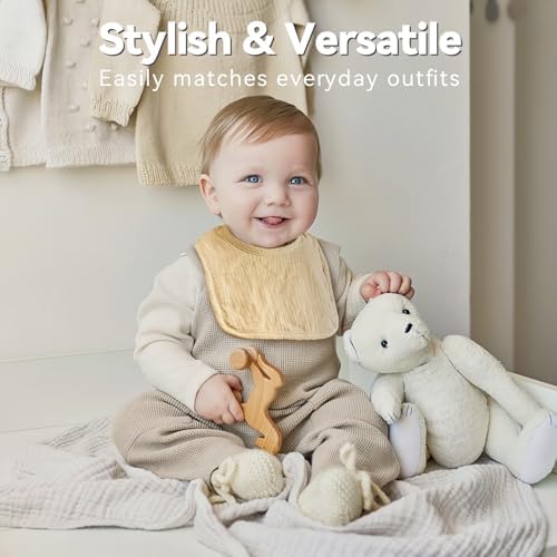 Muslin Baby Bibs for Unisex Boys Girls, Cotton Drool Bibs, Adjustable Newborn - Image 2
