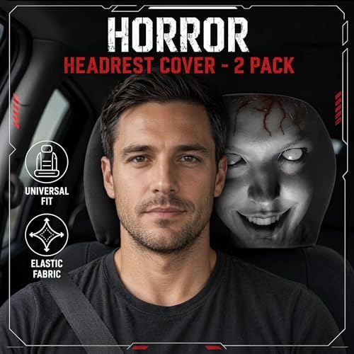 2 Pack Scary Headrest Covers for Cars, Upgraded Snug Fit Car Headrest Cover - Image 2