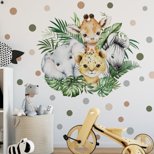 37.95x33.13 Inch Watercolor Jungle Animal Wall Decal Forest Animal Tiger - Image 5