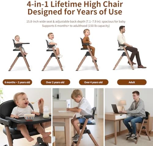 Babilous Baby High Chair, Foldable 4-in-1 Chair - Image 2