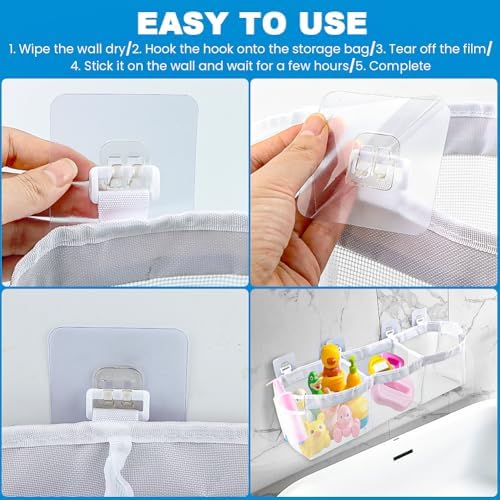 3‑Compartment Bath Toy Storage Mesh Organizer, Wall‑Mount Shower Caddy - Image 6