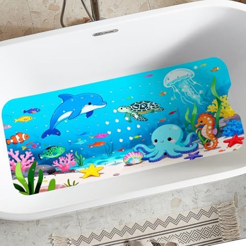 Bathtub Mat for Kids Non Slip, Bath Shower Mat, 40 * 16inch, Under the Sea by JIPITIMI