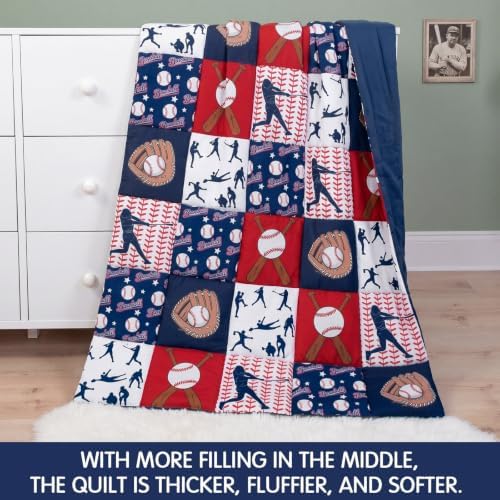 Peryiter 3 Pcs Baseball Crib Sheet Set Baby Crib Bedding Set Includes 52"x28" - Image 6