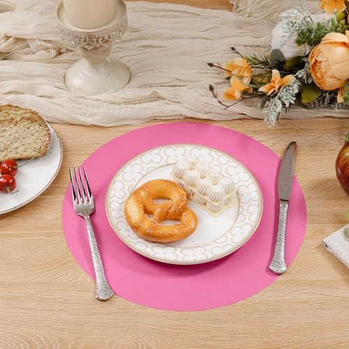 SHACOS 100 pcs Ultra Pink Valentine Round Paper Placemats Disposable 13 inch - Image 7