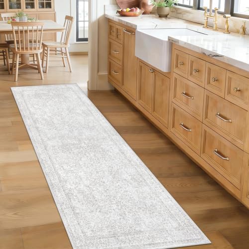 2x8 Hallway Runner Rug: Washable Vintage Floral Entryway Rugs Low Pile Non-Slip - Image 3