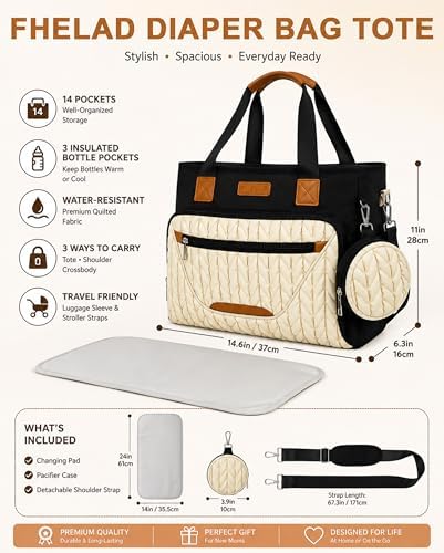 FHELAD Diaper Bag Tote for Women, Baby Diaper Bag Set - Image 4