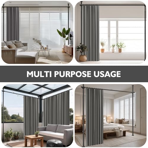 Room Divider Curtain Set-No Drilling Curtain Rod Set, Curtains - Image 5