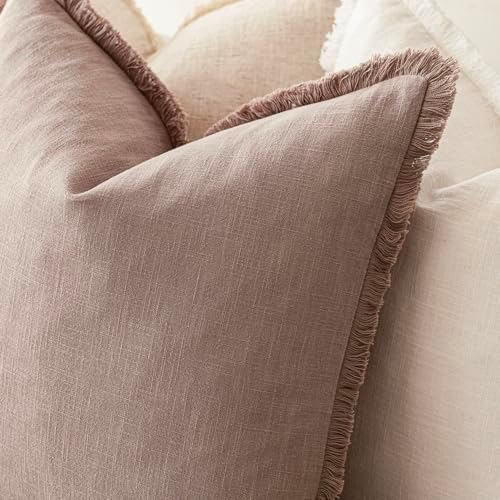 Foindtower Decorative Linen Fringe Throw Pillow Covers Cozy Boho Farmhouse - Image 5