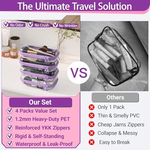 YQBRAO Clear Hard Shell Zipper Cases, 4 Small Cable Organizers - Image 2