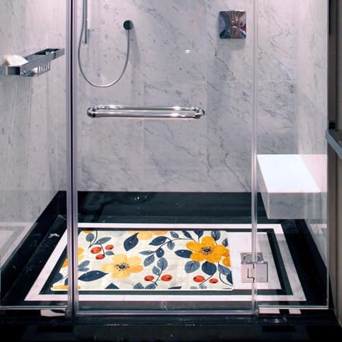 Shower Mat Non Slip, Florals Berries Anti Slip Bath Mat - Image 6