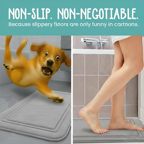 ITSOFT Memory Foam Bath Mat 24x16, Non Slip, Machine Washable, Quick Dry & - Image 4