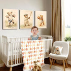 Bear Rugby Sports Nursery Canvas Wall Art Set of 3 - Image 2
