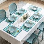 JarThenaAMCS 60 Pcs Blue Green Striped Paper Placemats Scalloped Edge Table - Image 6