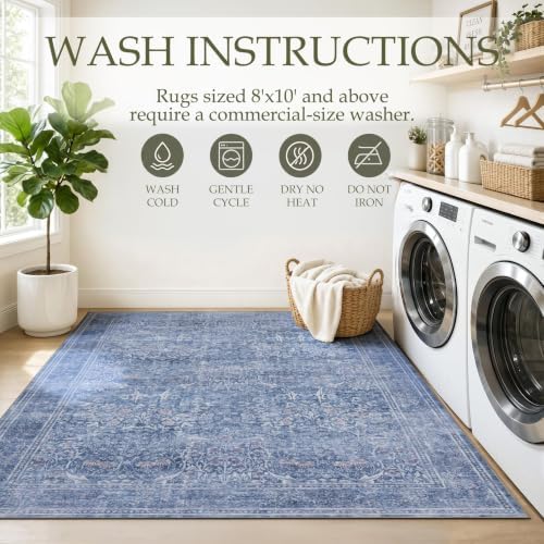 JOLLYVOGUE 8x10 Area Rugs for Living Room, Vintage Washable Rug - Image 7