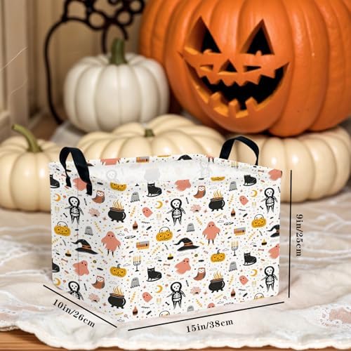 Large Halloween Basket Gift Cute Pumpkin Ghost Parties Decor Kid Trick or Treat - Image 3