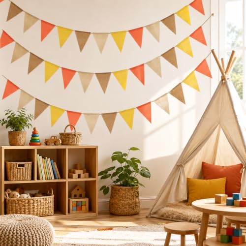 G2PLUS Fall Banner, Pennant Banner Orange Triangle Flag Bunting 36PCS - Image 5