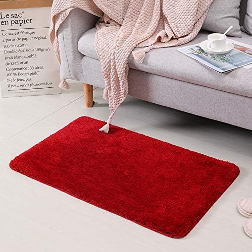 Red Bathroom Rugs Water Absorbent Chenille Bath Mat - Image 2