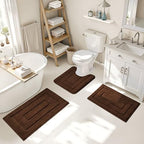 GRANNY SAYS Brown Bathroom Rugs Set 3 Piece, Soft Microfiber Bath Mats - Image 6