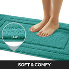 HOMEIDEAS Bathroom Rugs Sets 2 Piece, Super Soft Non Slip Bath Mat Teal - Image 3