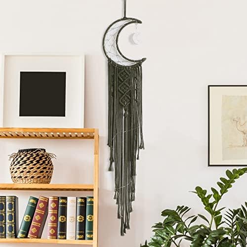 Olive Macrame Moon Dream Catcher - Image 4