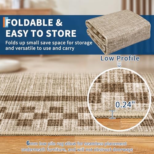 GarveeHome Small Bedroom Area Rug 3x5 Checkered Area Rug - Image 3