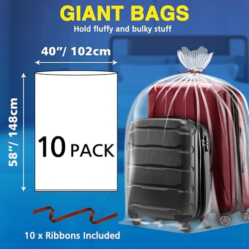 10 Pack 40” x 58” Extra Large Clear Plastic Storage Bags - Image 2