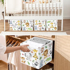 11.8" Jungle Animals Cube Storage Organizer Set 3Pcs Lion Giraffe Elephant Cube - Image 4